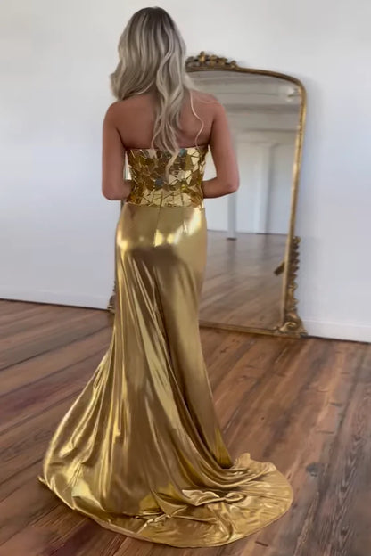 OKBBN Charming Mermaid Off Shoulder Satin Long Ball Dress