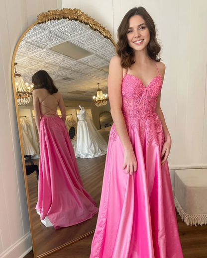 OKBBN Cute A-line Round Neck Satin Ball Dress