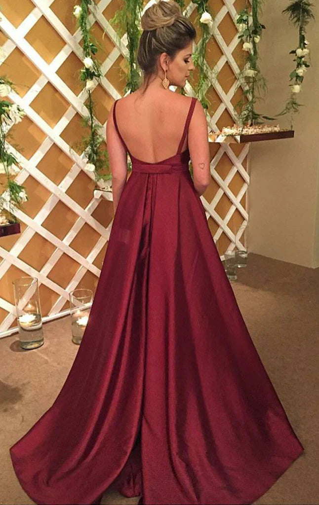OKBBN Elegant Strap V-neck Formal Ball Dress