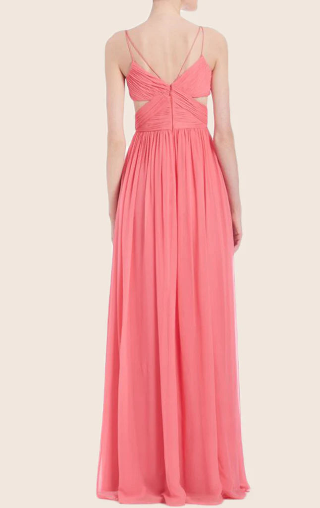 OKBBN slim shoulder V-neck chiffon ball gown