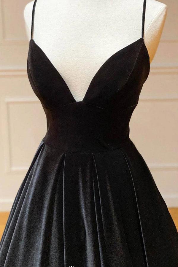OKBBN Simple Strap Sleeveless Velvet Long Ball Dress