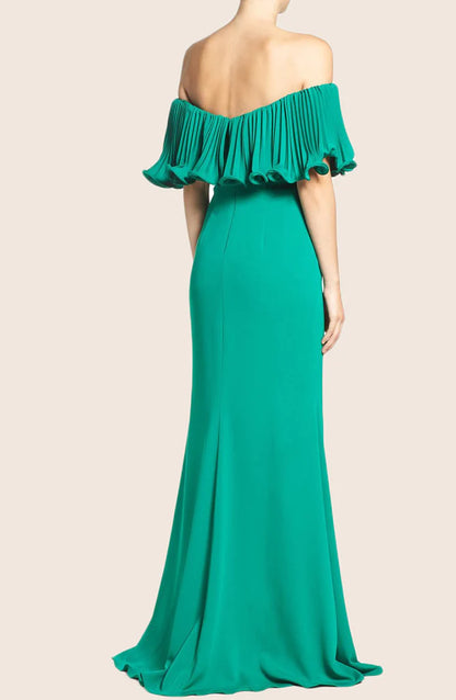 OKBBN off shoulder mermaid pleated ball dress