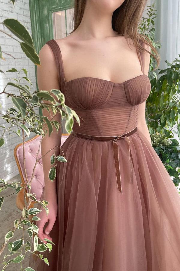 OKBBN minimalist A-line chiffon short ball gown