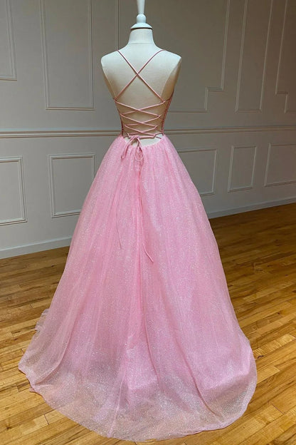 OKBBN chiffon long backless A-line V-neck ball gown