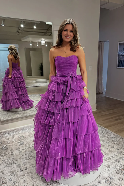 OKBBN Cute Ball Dress Off Shoulder Long Layered Ball Dress