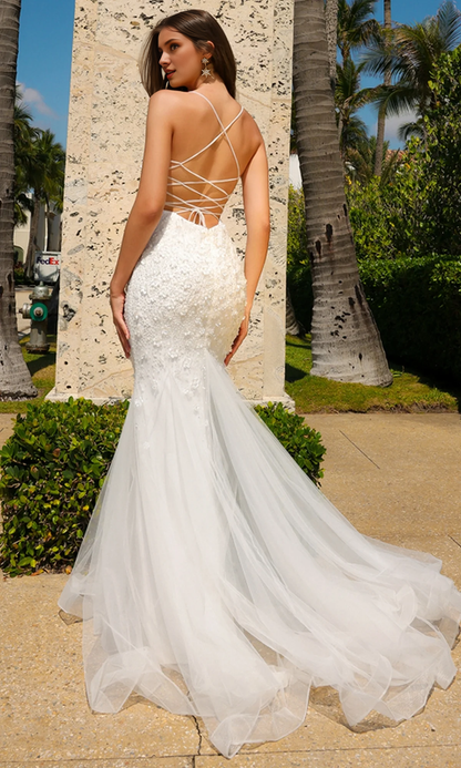 OKBBN elegant floral decoration long ball dress with tail