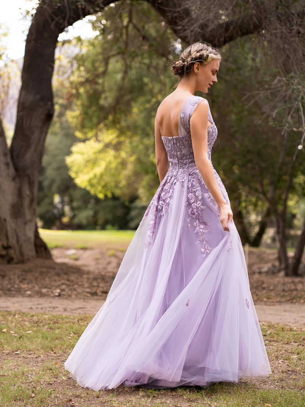 OKBBN Sweetheart Tulle One Shoulder and Floor Dance Dress