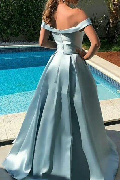 OKBBN Elegant Off Shoulder Extra Long Formal Ball Dress