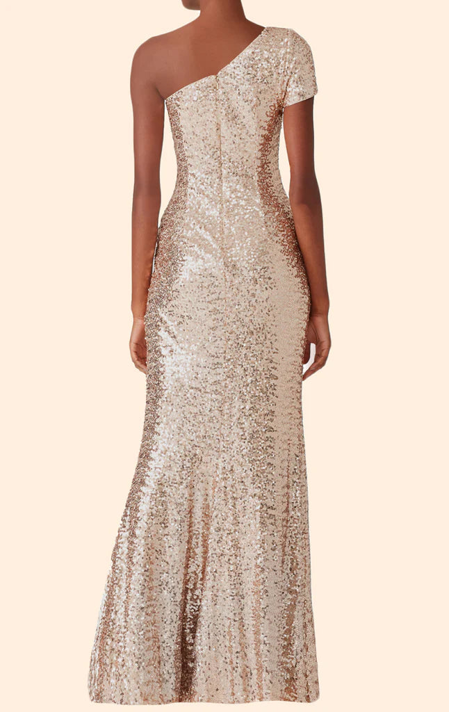 OKBBN's elegant one shoulder sequin long minimalist dance dress