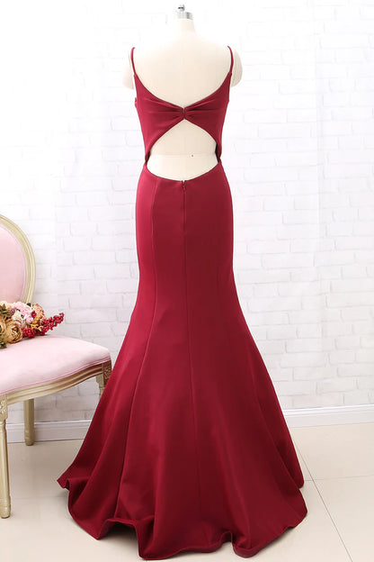 OKBBN Strap V-neck Mermaid Long Hollow Formal Ball Dress