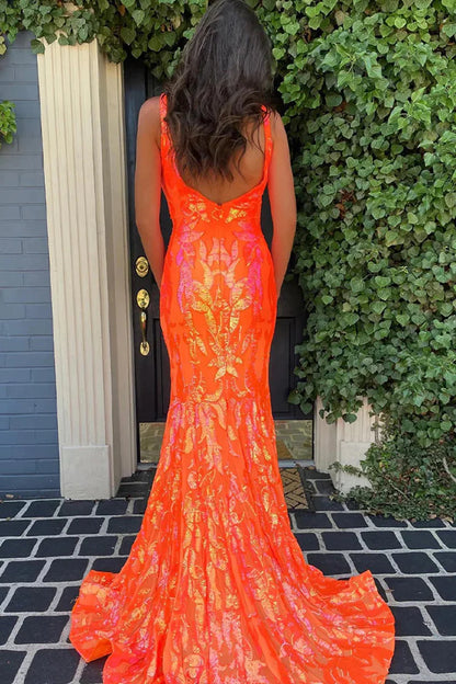 OKBBN Charming Mermaid V-neck Glitter Ball Dress