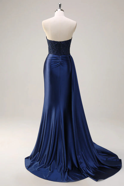 OKBBN Elegant Mermaid Decal Split Long Ball Dress