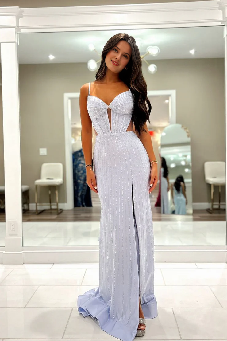 OKBBN Mermaid Off Shoulder Satin Long Ball Dress