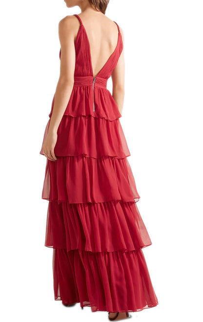 OKBBN V-neck Layered Chiffon Ball Dress
