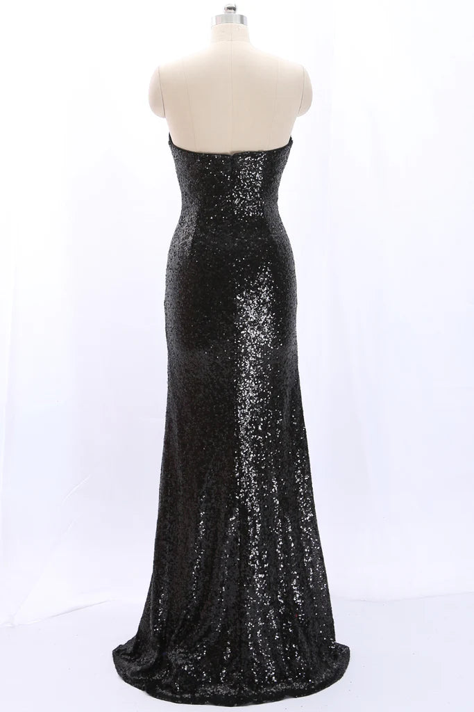 OKBBN strapless Sweetheart Mermaid sequin long formal ball dress