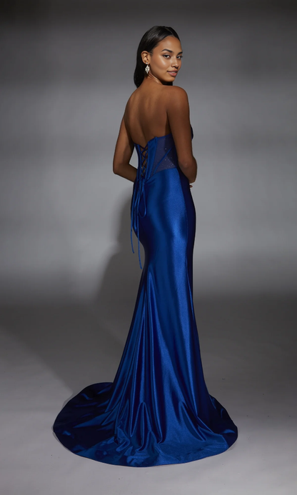 OKBBN long strapless slim fitting corset ball dress