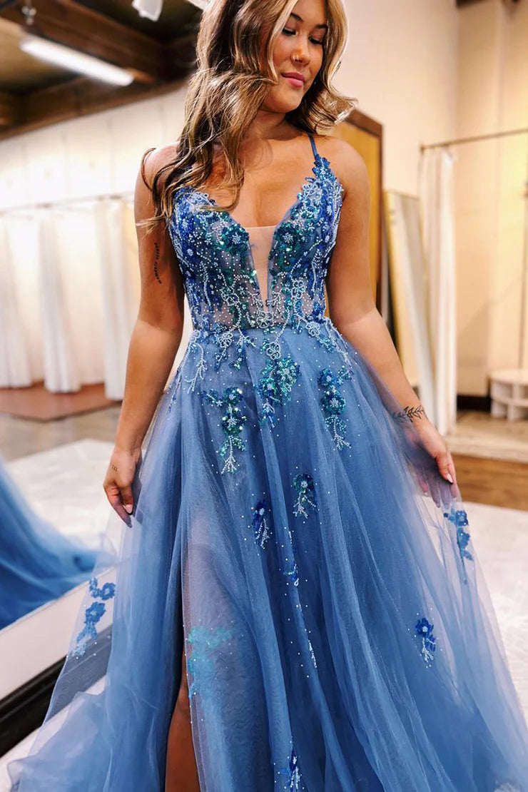 OKBBN Fairy A-line V-neck chiffon long ball dress