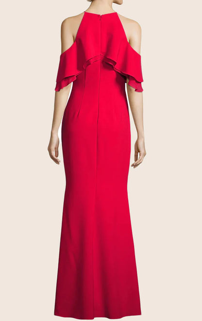 OKBBN off shoulder plain knit long ball gown