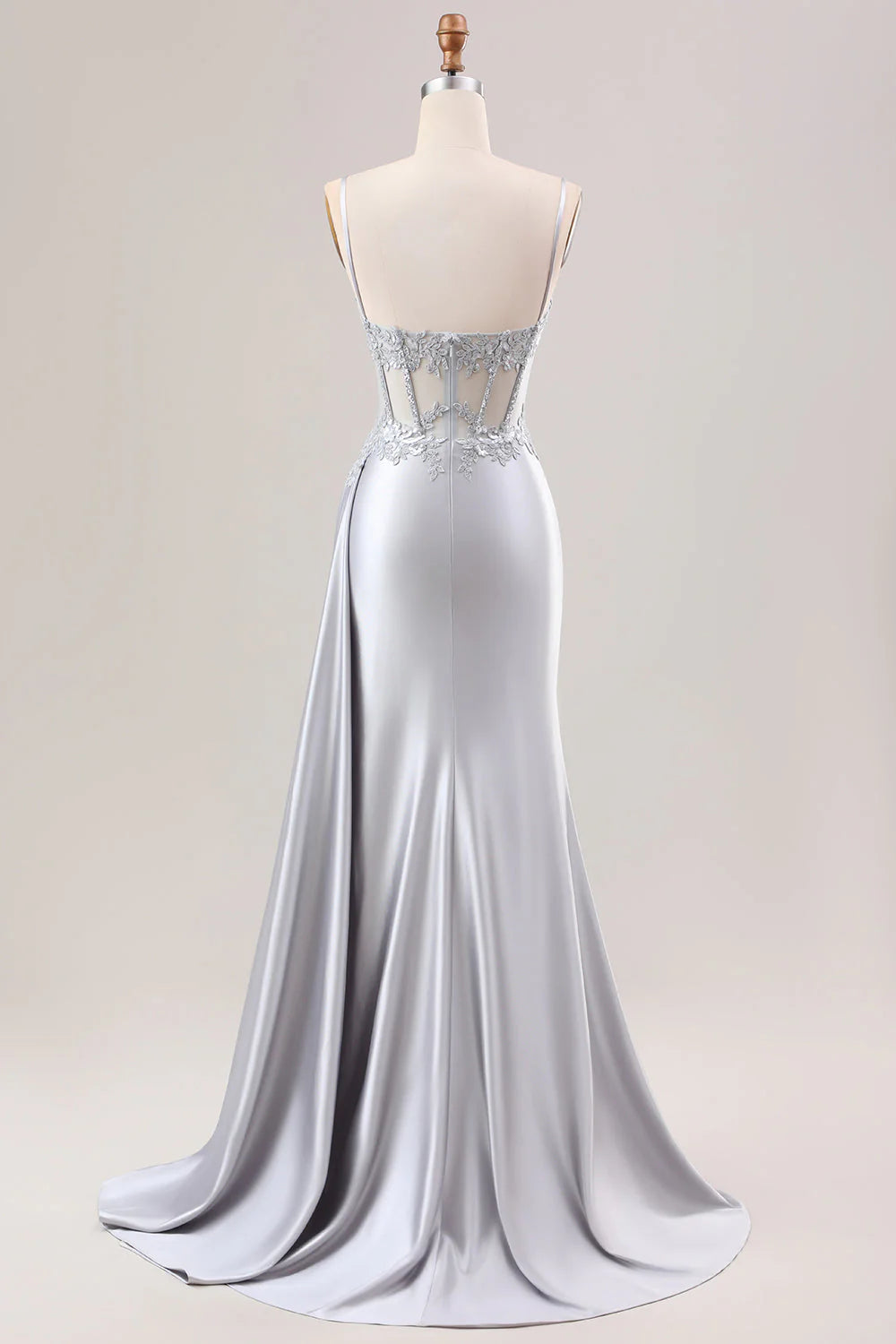 OKBBN mermaid pleated transparent top tight corset satin Huatuo trailing ball dress