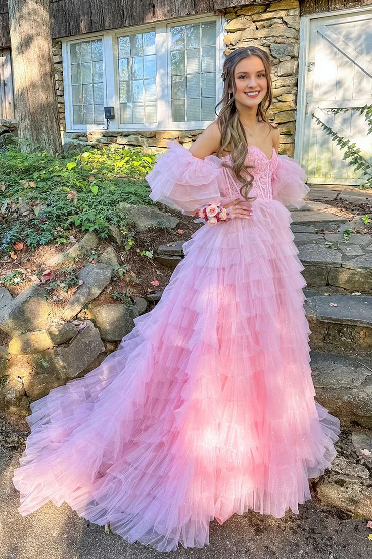 OKBBN Fairy A-line V-neck chiffon long ball dress