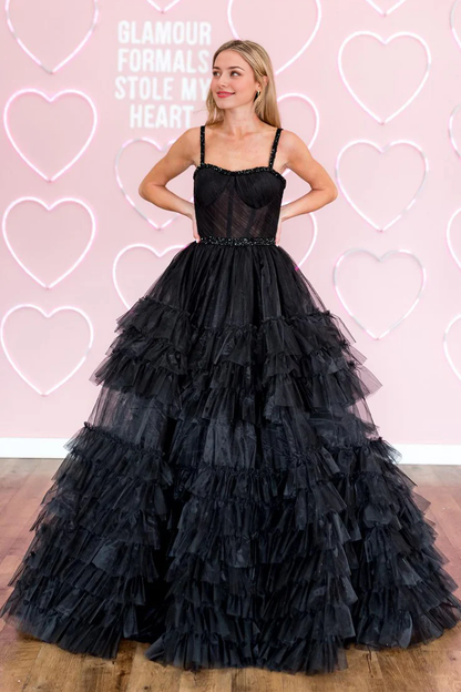 OKBBN Romantic A-Shape Sweetheart Ruffle Multi Layer Gaul Ball Dress