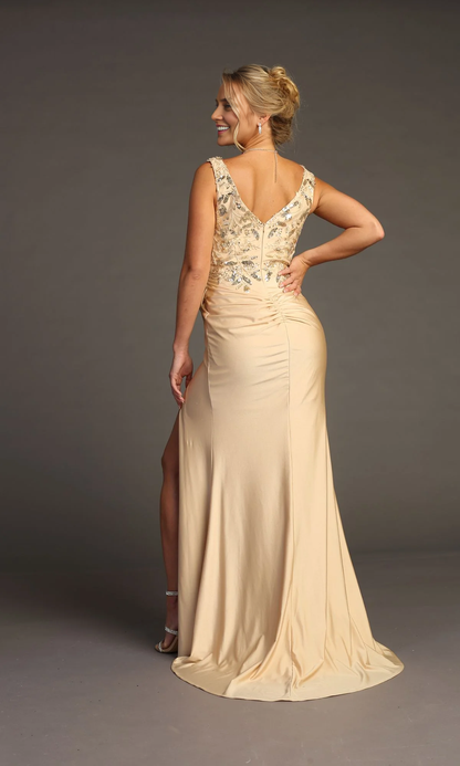 OKBBN's charming sequined tight fitting long ball gown