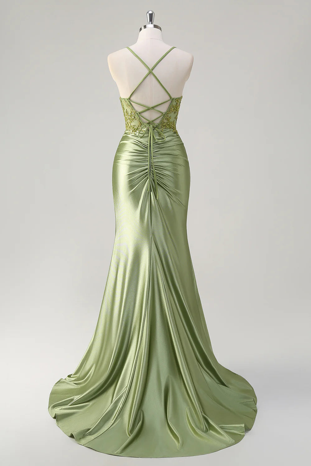 OKBBN elegant mermaid pleated applique slit dance dress