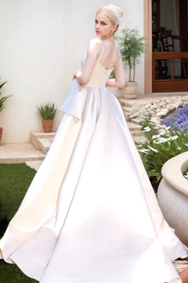 OKBBN Elegant and Gorgeous A-line Square Strap Sleeveless Ball Dress