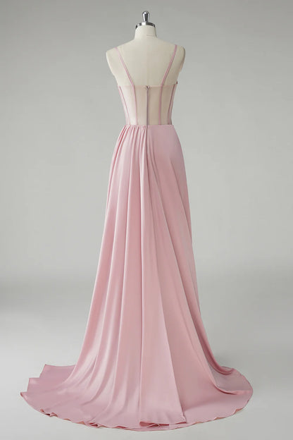 OKBBN mermaid slim shoulder straps, side straps, pleated tight corset, long evening gown