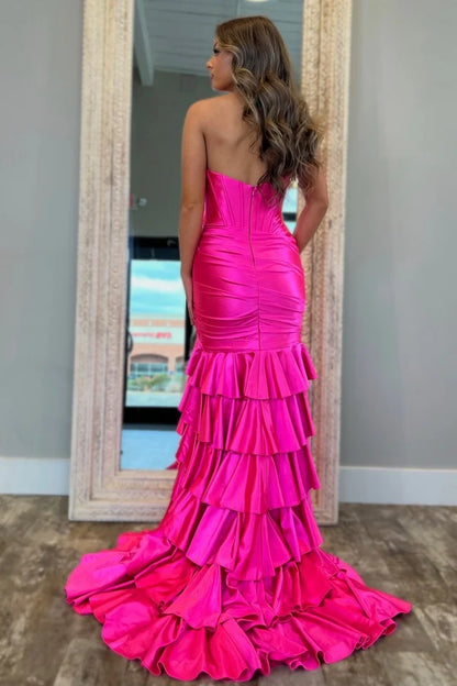 OKBBN sexy and hot slim fit sweetheart collar sleeveless pleated multi-layer ball dress