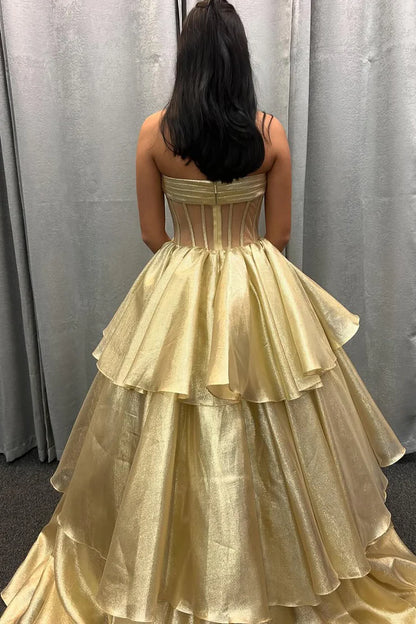 OKBBN Cute Off Shoulder Organza Layered Ball Dress