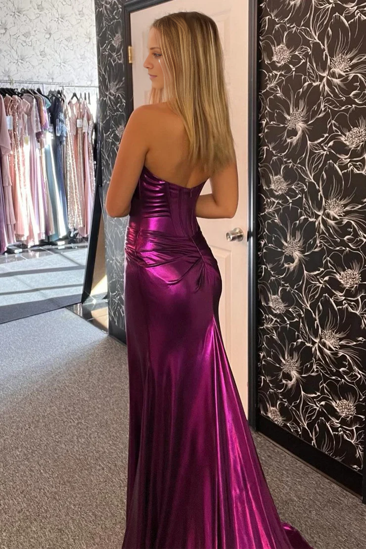 OKBBN Charming Mermaid Sweetheart Satin Long Ball Dress
