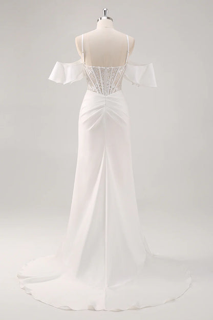OKBBN Elegant Lace Corset Split Evening Dress