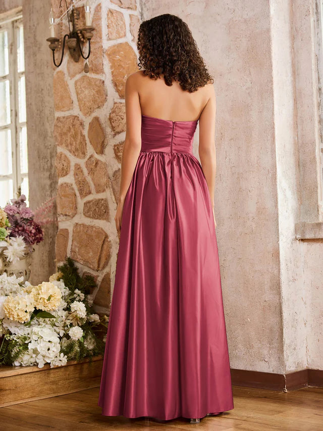 OKBBN sleeveless and floor height split bridesmaid dress