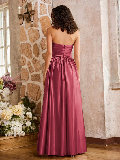 OKBBN sleeveless and floor height split bridesmaid dress