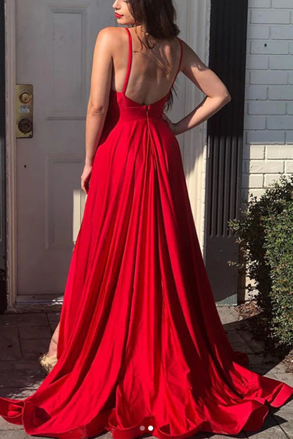 OKBBN slim shoulder V-neck knitted long ball gown