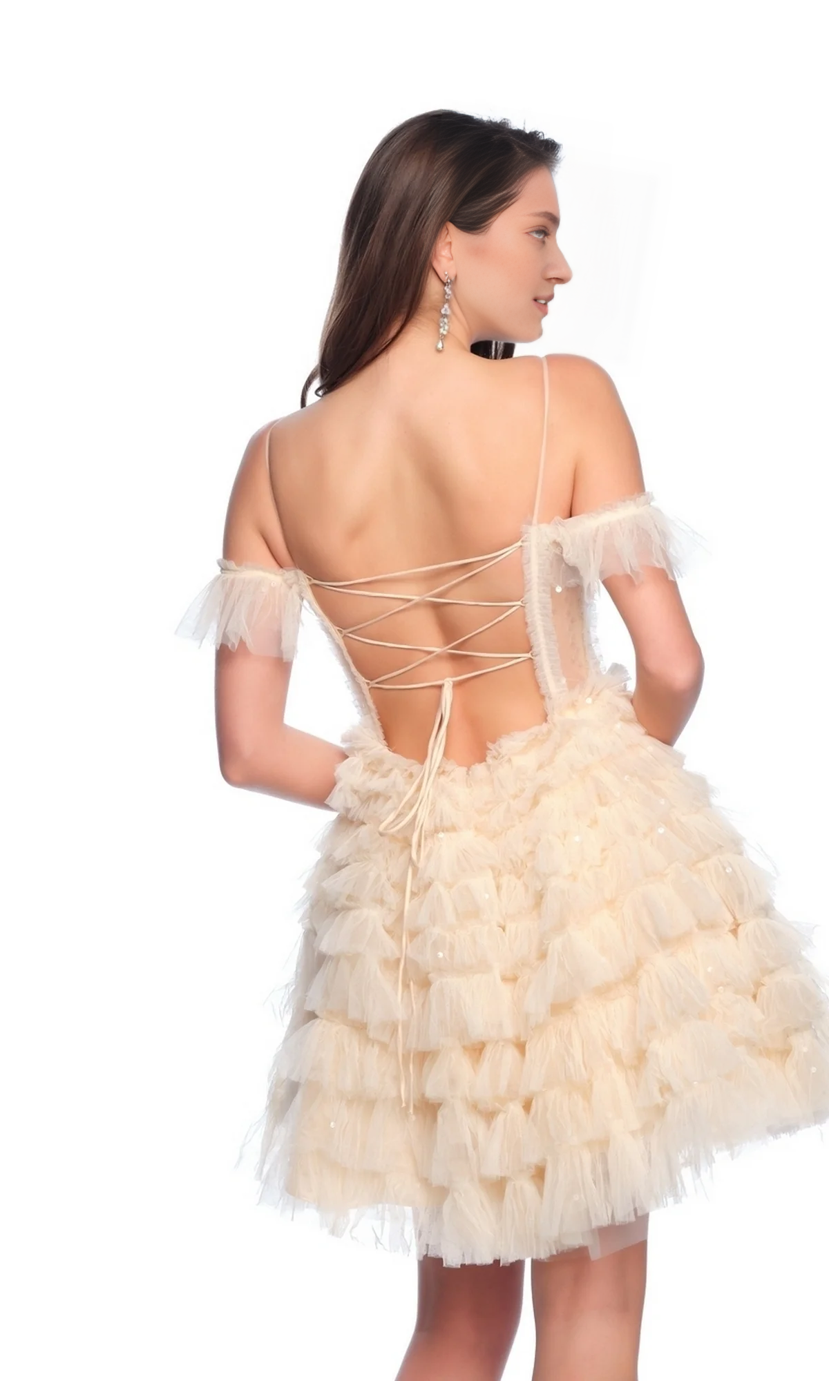 OKBBN Perspective Tight Ruffle Delicate Shoulder Straps, backless Homecoming Dresses