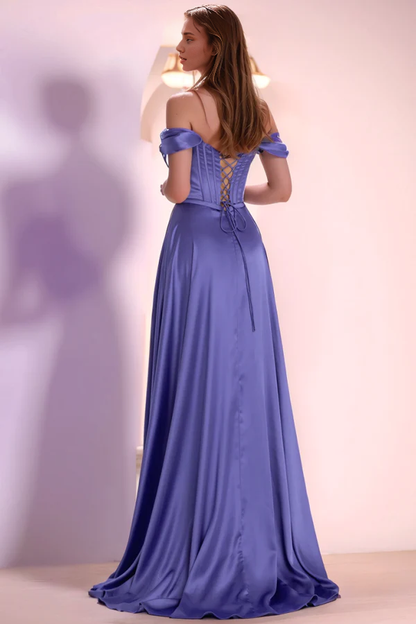 OKBBN minimalist A-line off shoulder sleeveless beaded ball gown