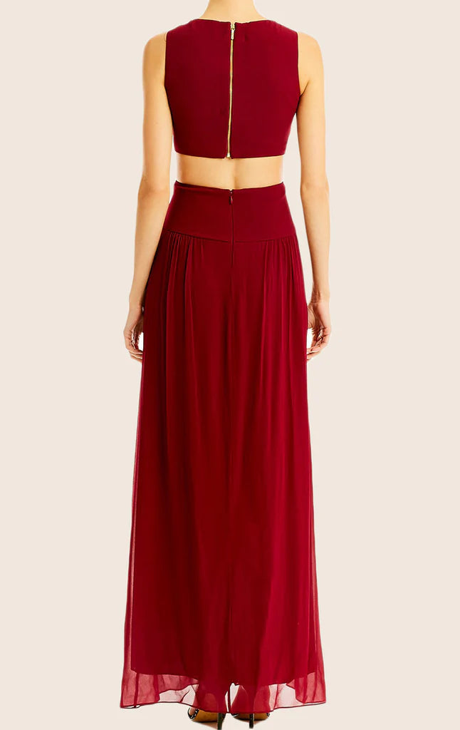 OKBBN Strap Round Neck Knitted Chiffon Ball Dress
