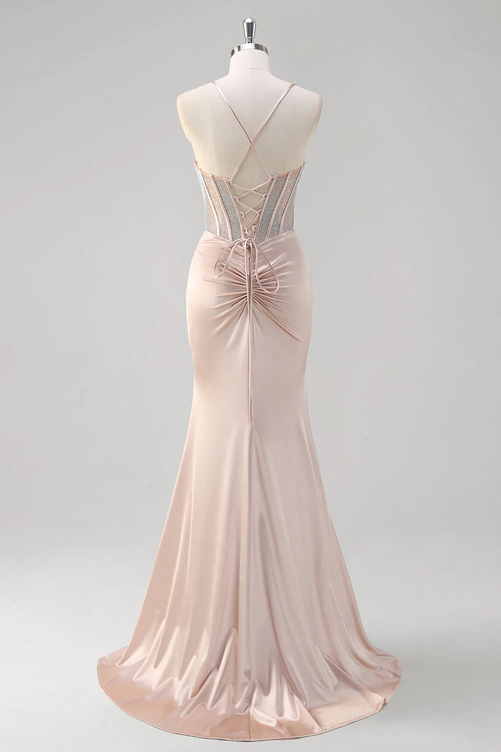 OKBBN Shining Mermaid Strap Tight corset Long Split Ball Dress