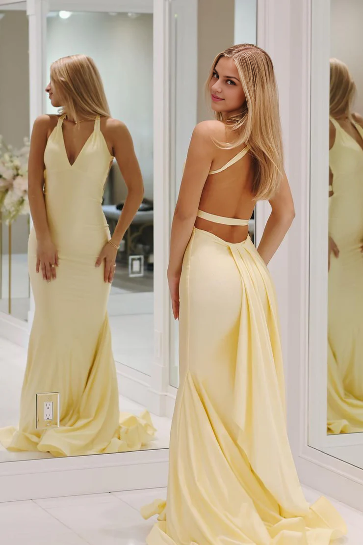 OKBBN mermaid camisole backless satin long ball gown