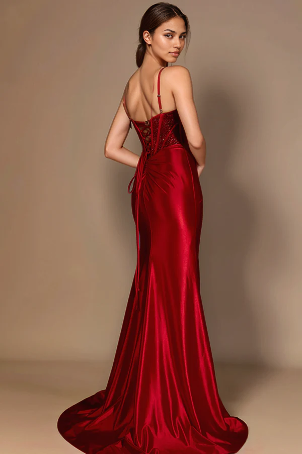 OKBBN sexy and hot tight fitting sweetheart collar with thin shoulder straps and sleeveless pleated ball dress
