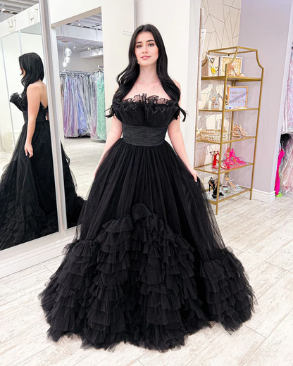 OKBBN Cute Off Shoulder Tulle Ball Dress