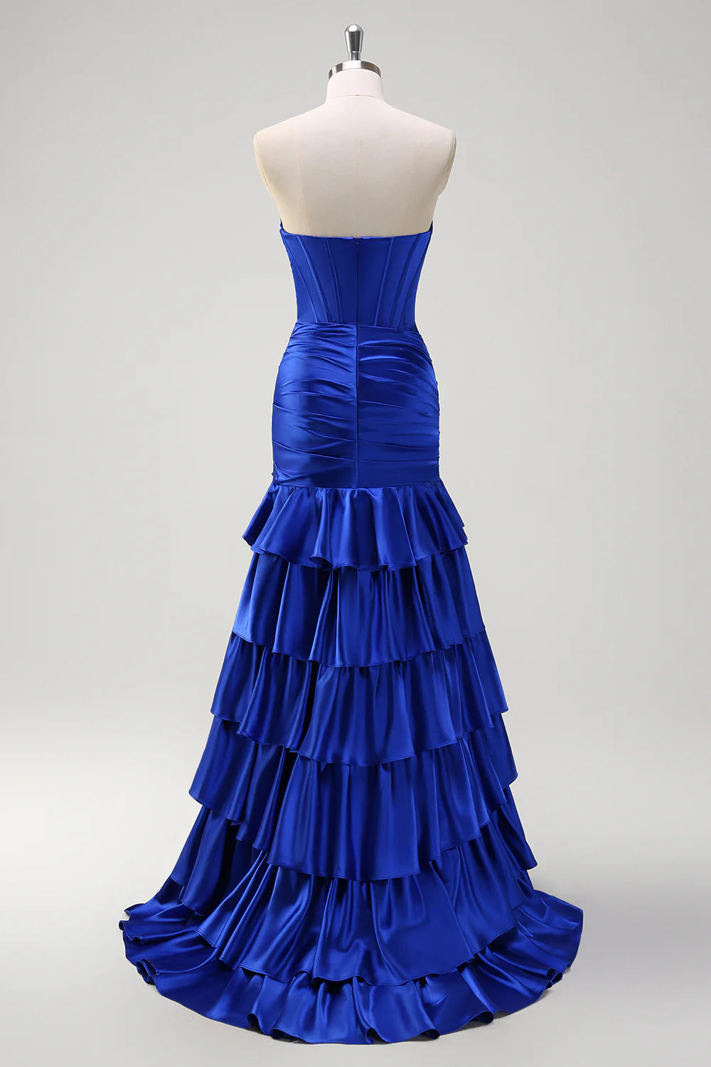 OKBBN off shoulder pleated tight corset layered long ball dress