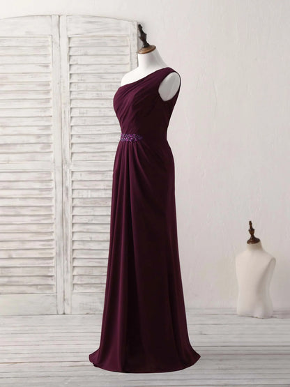 One Shoulder Chiffon Mermaid Long Prom Dresses