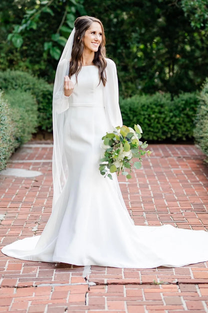 Long Sleeve Trumpet Long Wedding Dress