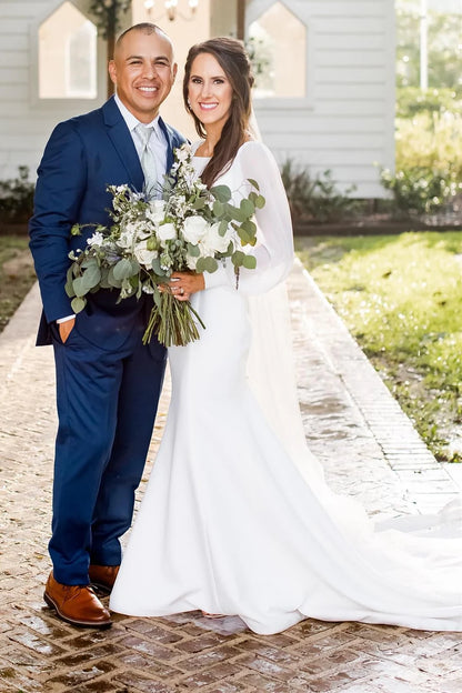 Long Sleeve Trumpet Long Wedding Dress