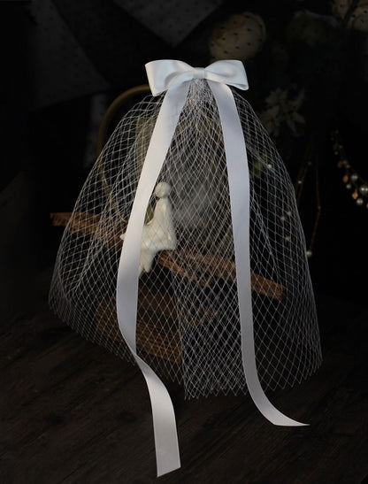 OKBBN ribbon butterfly wedding veil