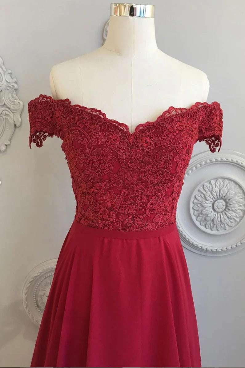 Burgundy lace long prom dress burgundy prom dress