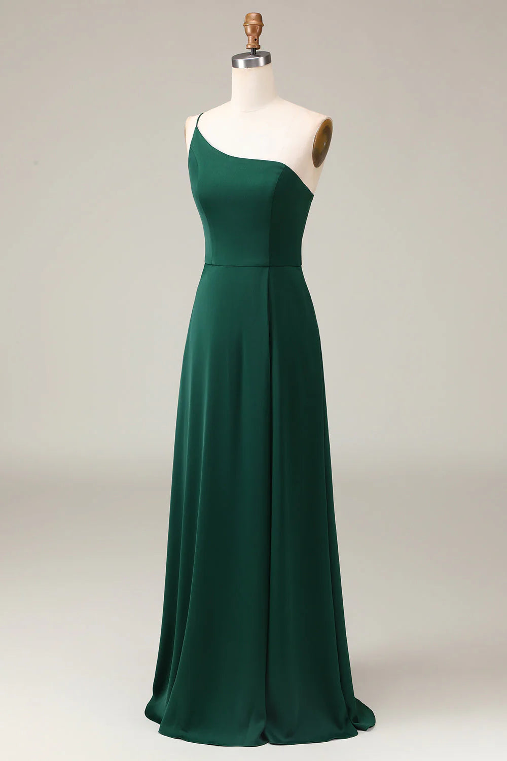 A-Line One Shoulder Floor Length Chiffon Bridesmaid Dress
